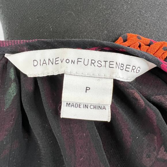 Diane von Furstenberg DVF Multicolor Bishop Sleeve Hathaway Collate Print Top P - Picture 5 of 8